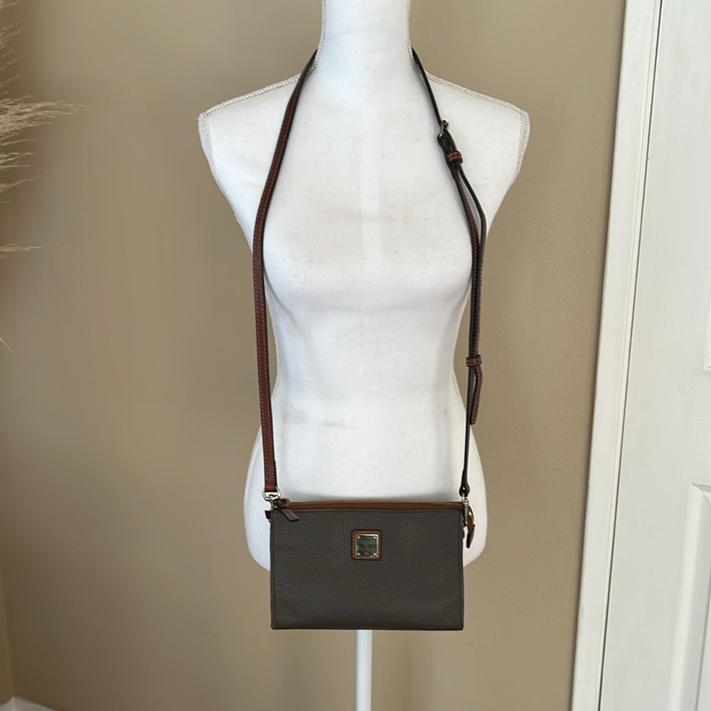 Dooney & Bourke Gray Crossbody with Tan Strap - Picture 3 of 10